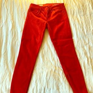 Red-Orange GAP Jeans.